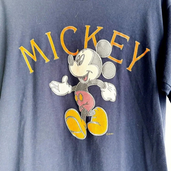 Vintage Mickey Unlimited Textured Mickey Mouse Graphic navy  Blue T shirt M - Picture 6 of 8